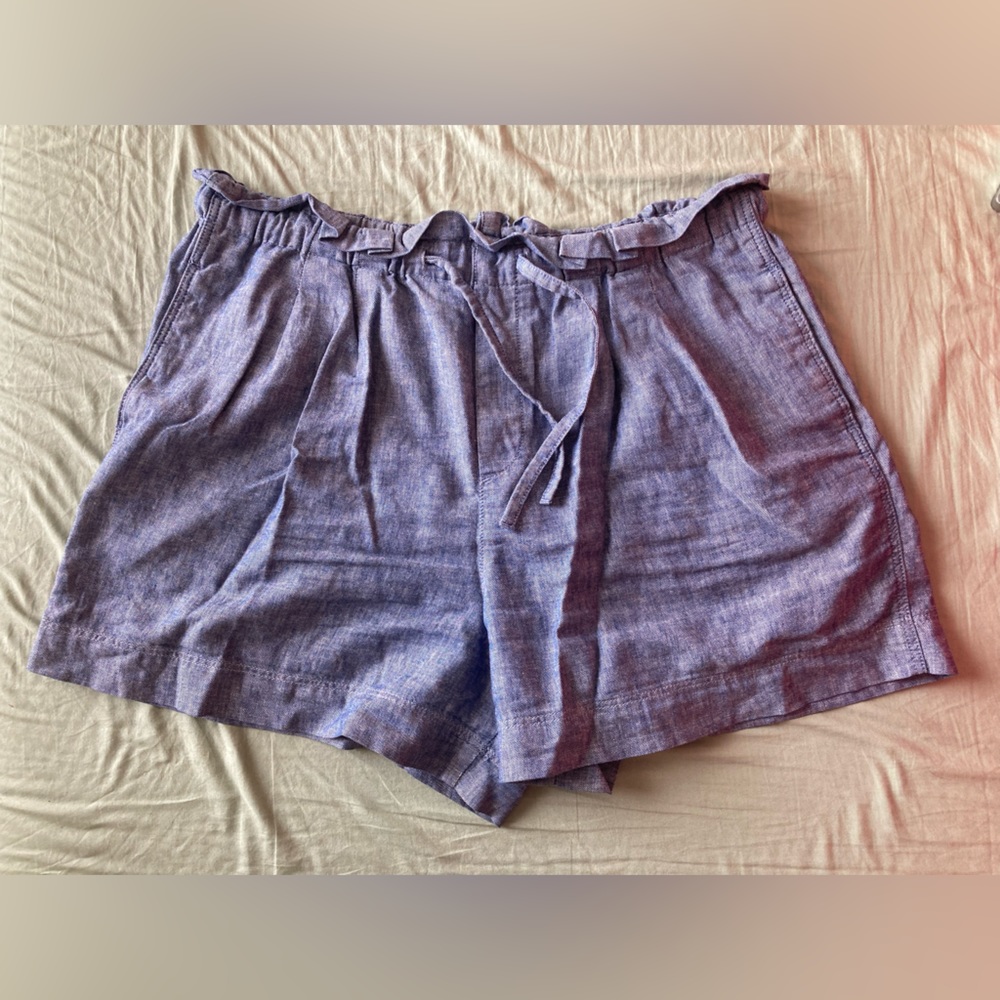uniqlo chambray paper bag shorts
